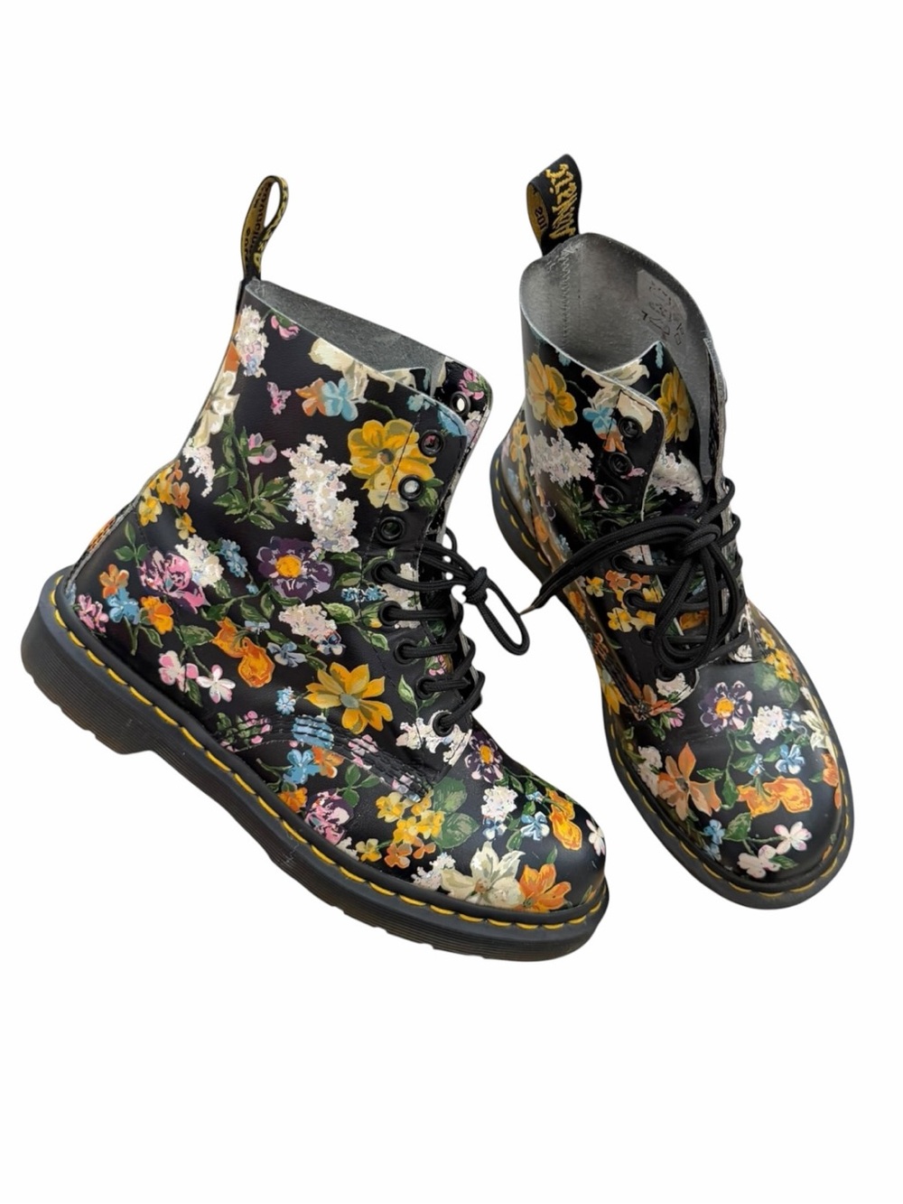 Dr. Martens 1460 Pascal Floral 8-Eye Leather Boots Size 8 - Picture 3 of 10
